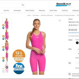 Women's Powerskin ST 2.0 Open Back Tech Suit Swimsuit. Size 26. Fuchsia/pink